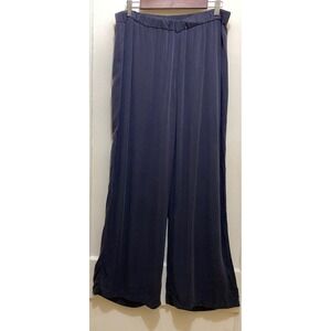 LOGO Lori Goldstein Wide Leg Palazzo Pants Navy Blue Womens M Loungewear Resort